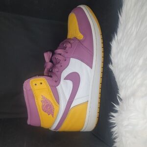 #111 Nike 2022 Air Jordan 1 Retro Purple and Yellow High-Top Sneakers